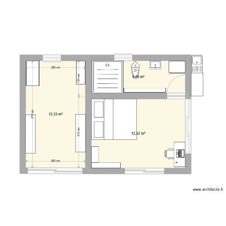 noutcaseannexeV3. Plan de 3 pièces et 31 m2