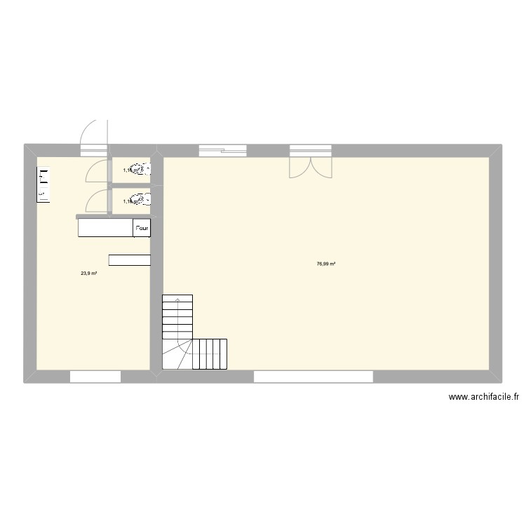 Fromagerie Grange 3. Plan de 4 pièces et 103 m2