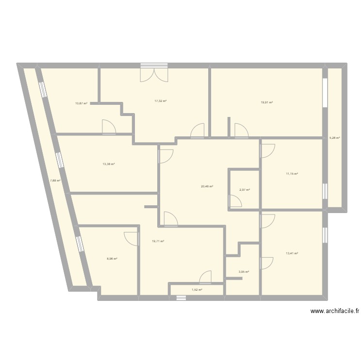 Plan existant VANVES. Plan de 14 pièces et 156 m2