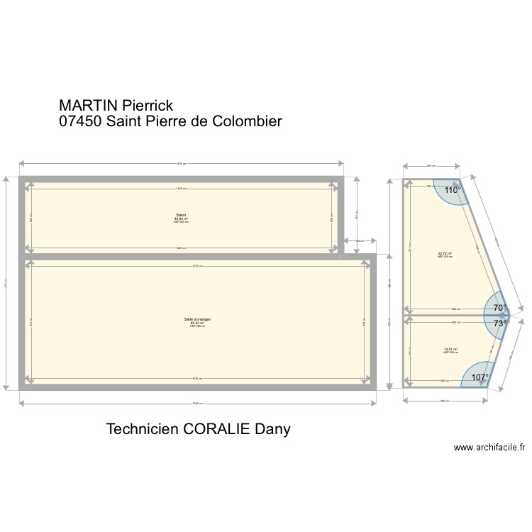 MARTIN Pierrick. Plan de 4 pièces et 173 m2