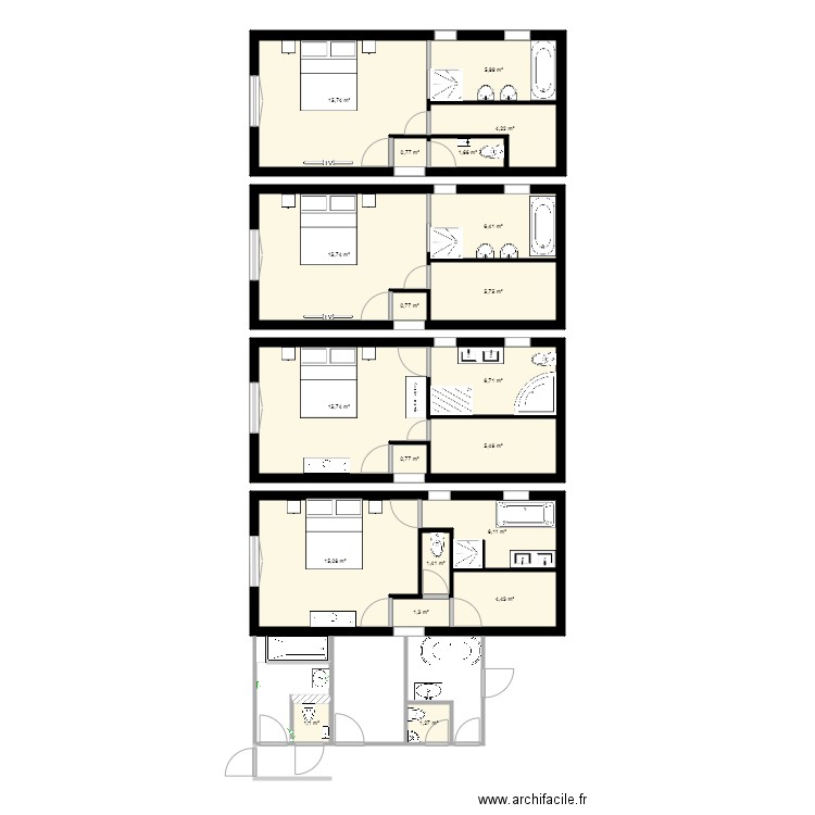 aurelien. Plan de 20 pièces et 116 m2