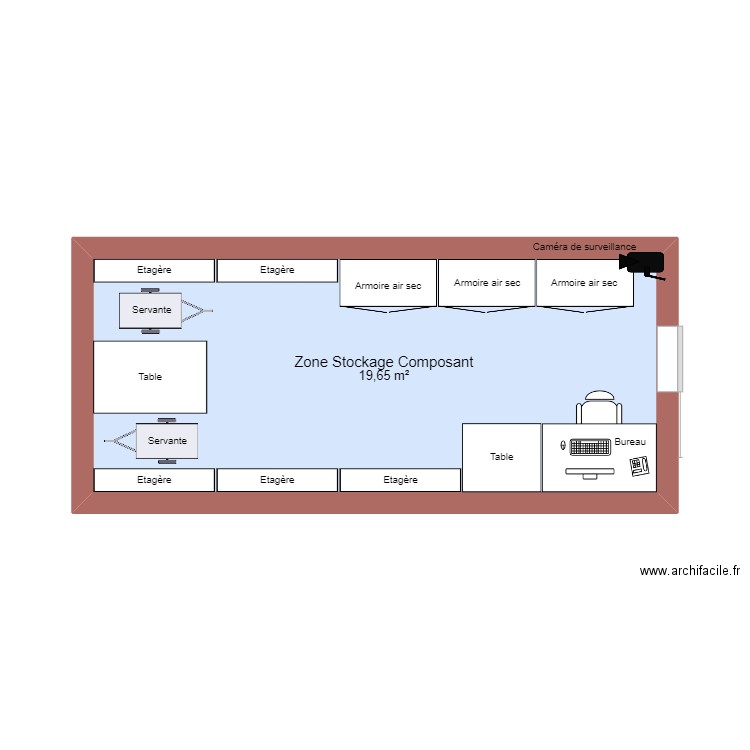 ZONE STOCKAGE COMPOSANT LIGHT. Plan de 1 pièce et 20 m2