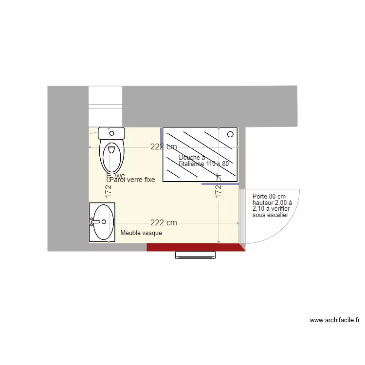 Salle de bains Aventignan projet 3. Plan de 