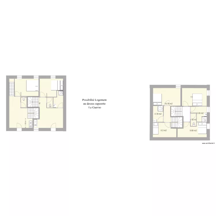 Plan Existant maison superette Le guerno projet 1. Plan de 