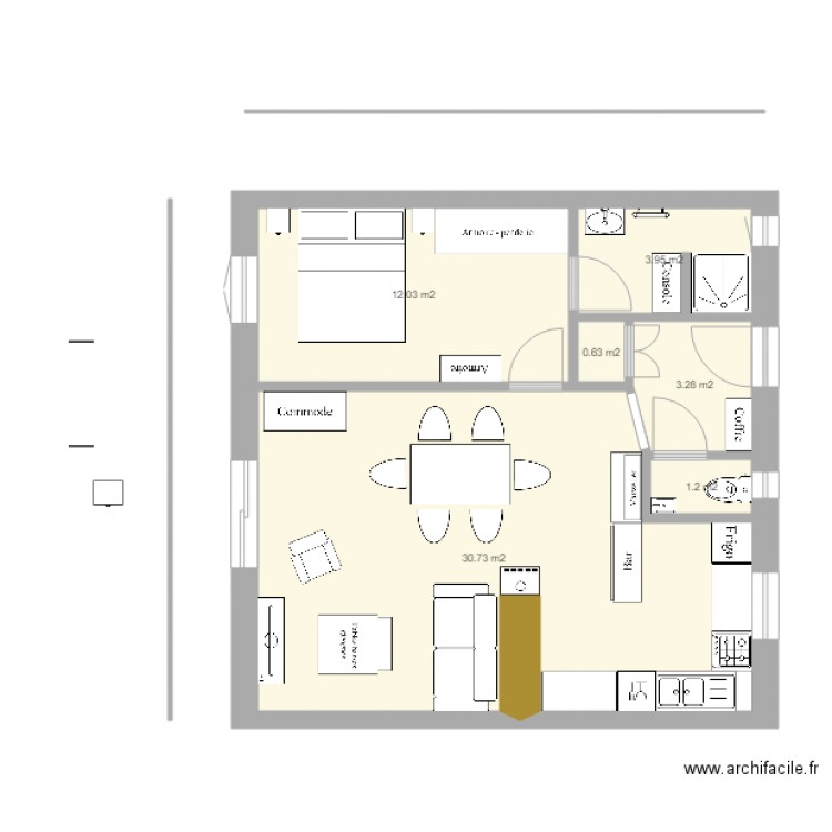 plan appart PG plain pied 6. Plan de 6 pièces et 52 m2