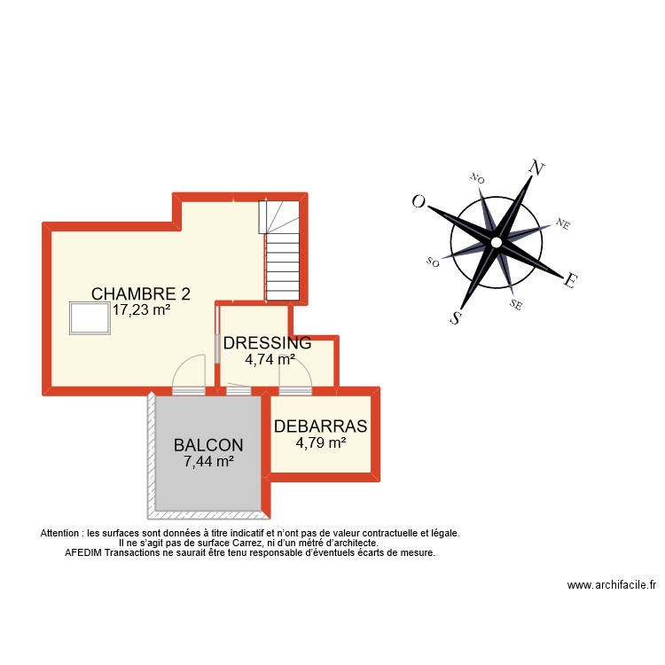 BI 10987 ETAGE. Plan de 6 pièces et 38 m2