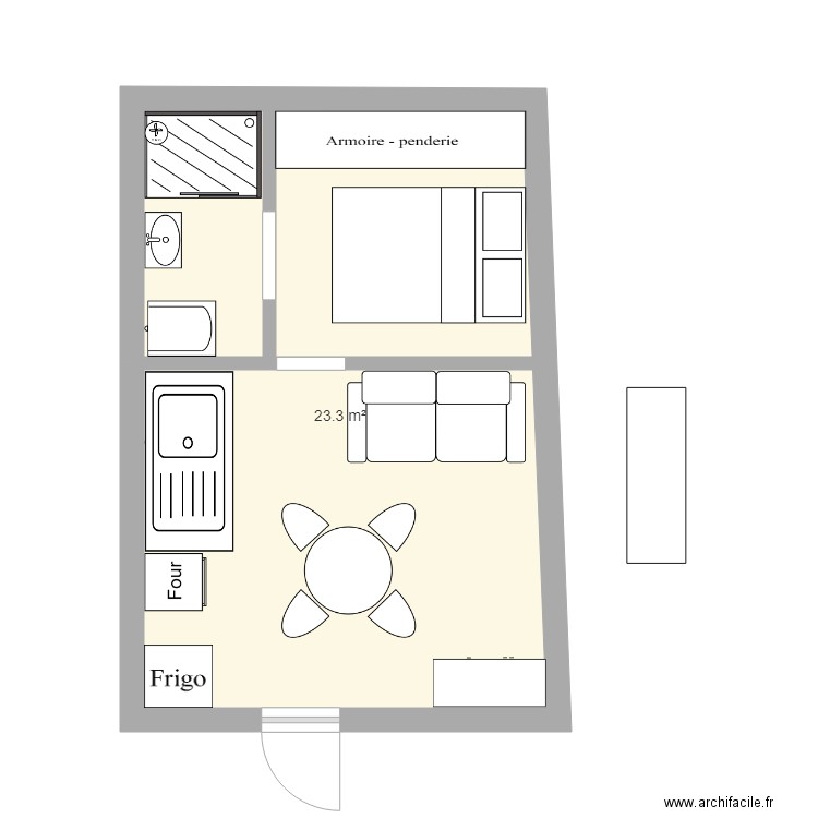 Plan studio 1. Plan de 0 pièce et 0 m2