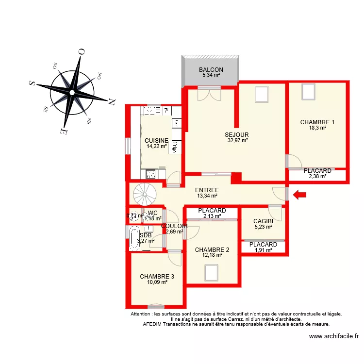 BI 7081 NIVEAU 1 ETAGE 3. Plan de 