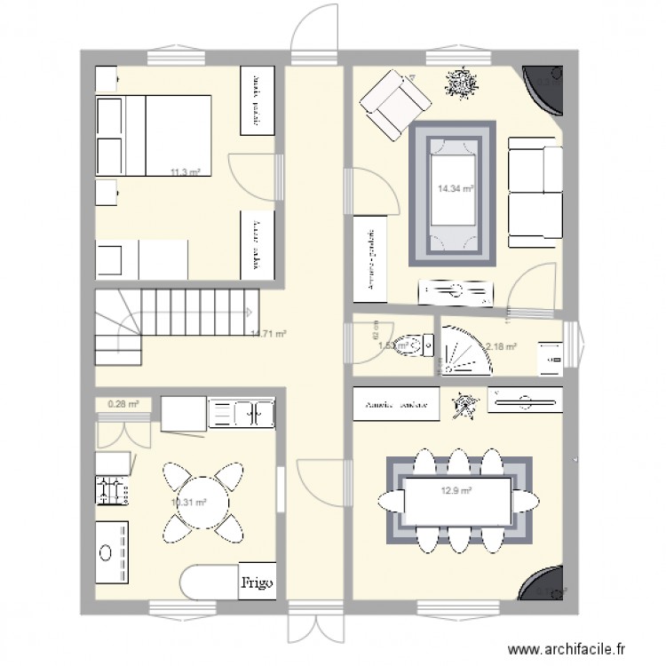 vraies dimensions LA solution WC et sdb séparés. Plan de 0 pièce et 0 m2