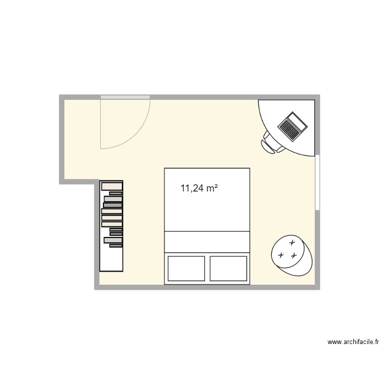 chambre agathe. Plan de 1 pièce et 11 m2