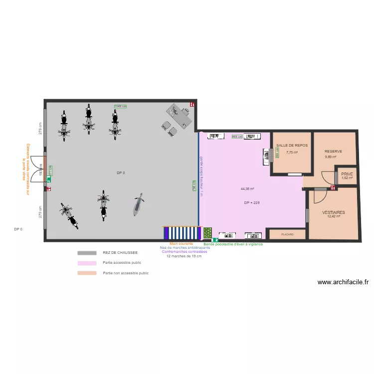 MEZZANINE INDIAN MOTORCYCLE LE MANS APRES TRAVAUX. Plan de 