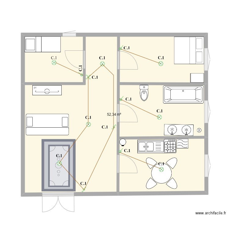 Dídac Rodríguez Definitivó. Plan de 1 pièce et 52 m2