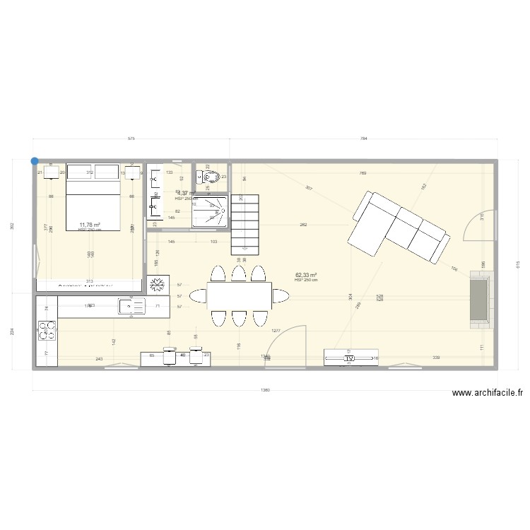 le merveillaud. Plan de 3 pièces et 78 m2