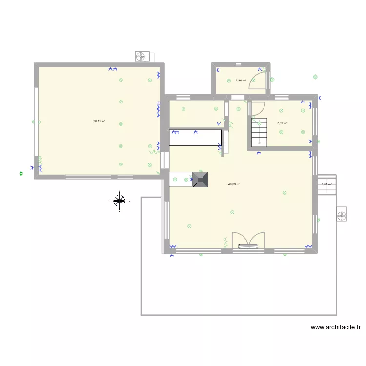 RDC annexe + RDC chalet. Plan de 7 Pièces et 192 m²