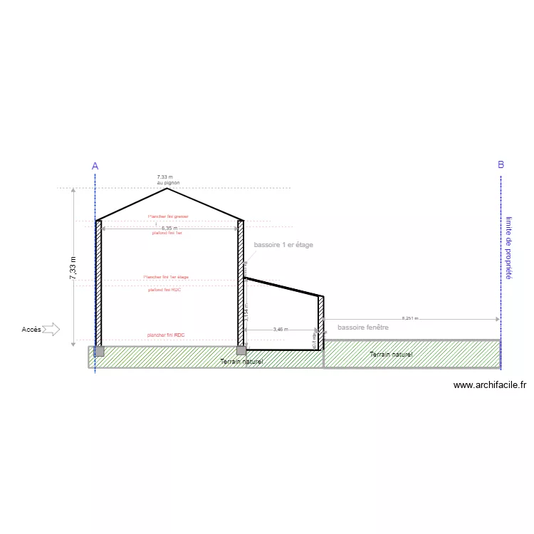 COUPE AA 33. Plan de 