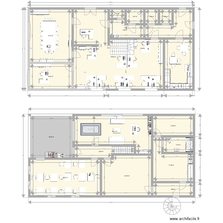 plan bureau v2 open space 33. Plan de 19 pièces et 343 m2