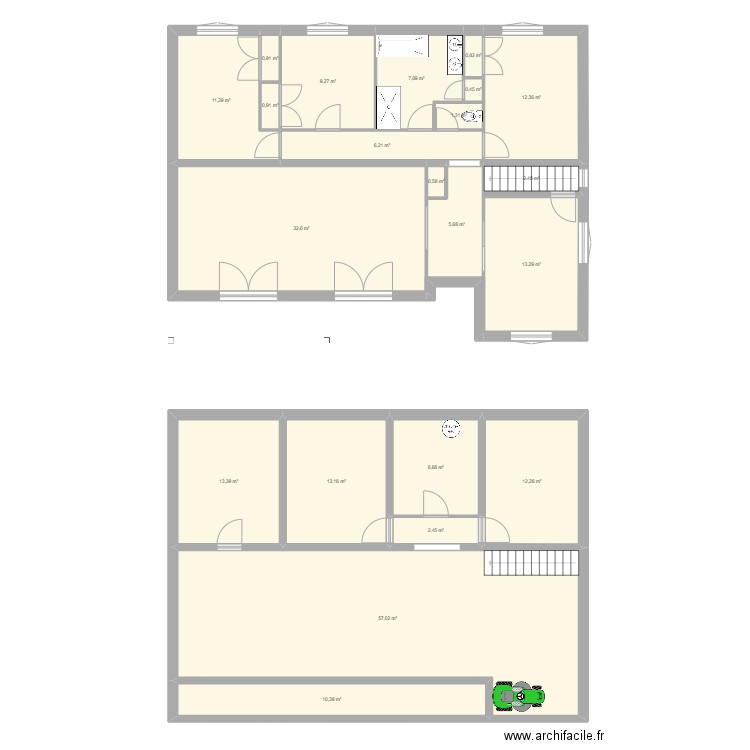 Maison Curtafond. Plan de 22 pièces et 223 m2