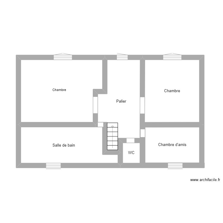 etages  mason H. Plan de 6 pièces et 48 m2