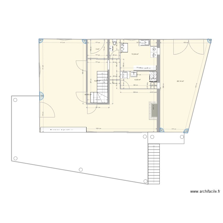 C Plantin plan février 22 prévision meublé et terrasse extérieure. Plan de 0 pièce et 0 m2