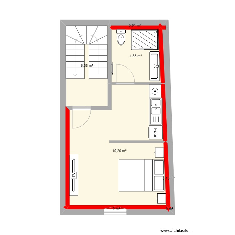 CHINON ETAGE 1/2. Plan de 7 pièces et 31 m2