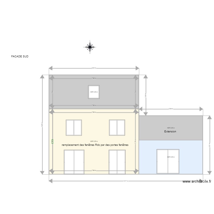 Façade SUD St AVE . Plan de 0 pièce et 0 m2