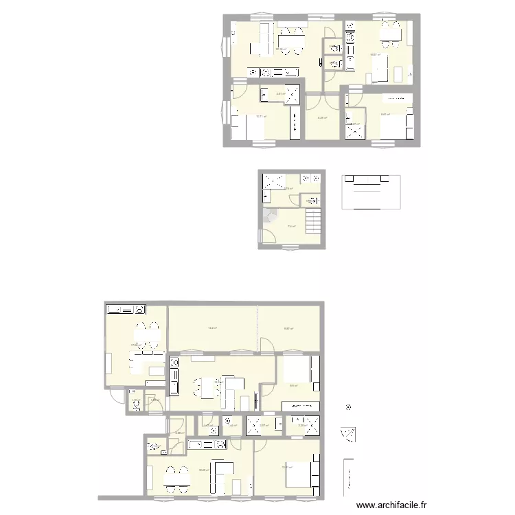 chambre 1er &eacute;tage gauche. Plan de 