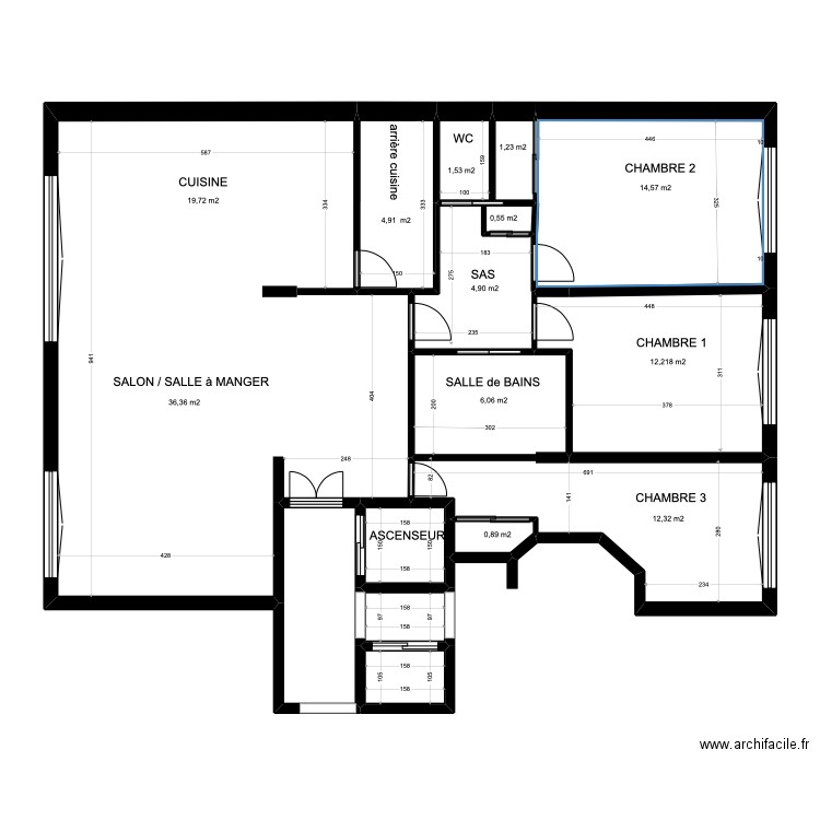 PLAN PROGET  2 22 BV. Jean Mermoz 92200 NEULLY-SUR-SEINE. Plan de 15 pièces et 127 m2