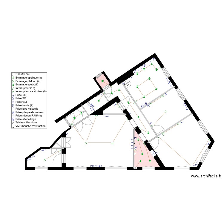 Petrus éléctrcité . Plan de 11 pièces et 74 m2