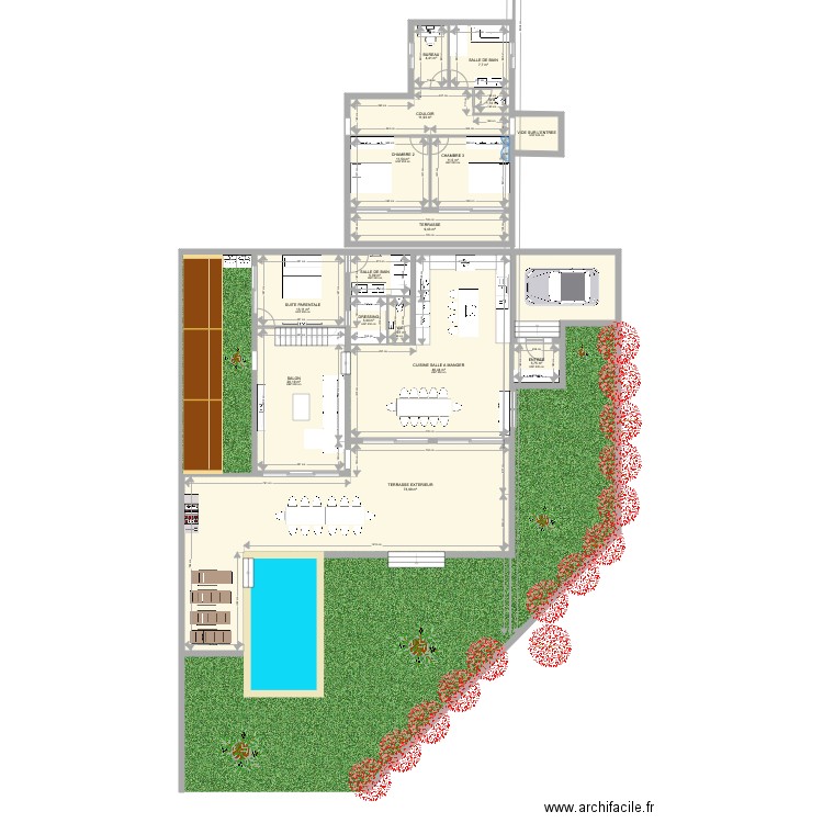 Villa Jonage cathedrale salon. Plan de 18 pièces et 281 m2