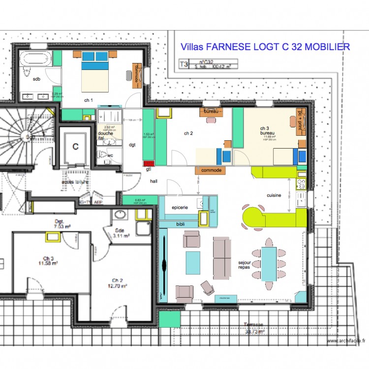 apd  C 32 mobilier . Plan de 0 pièce et 0 m2
