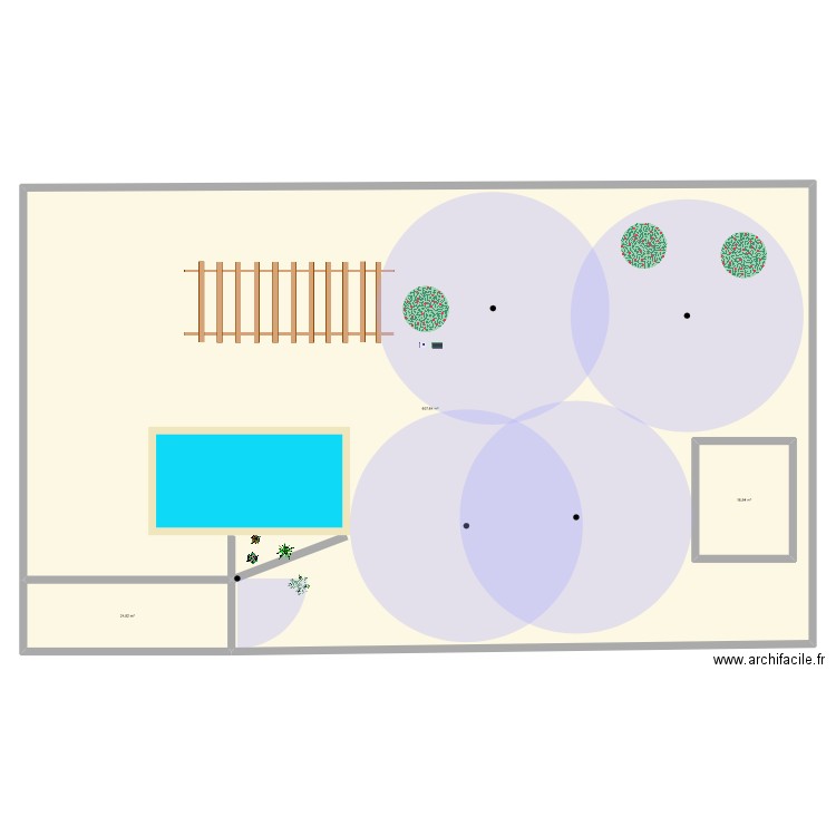 jardin. Plan de 3 pièces et 675 m2