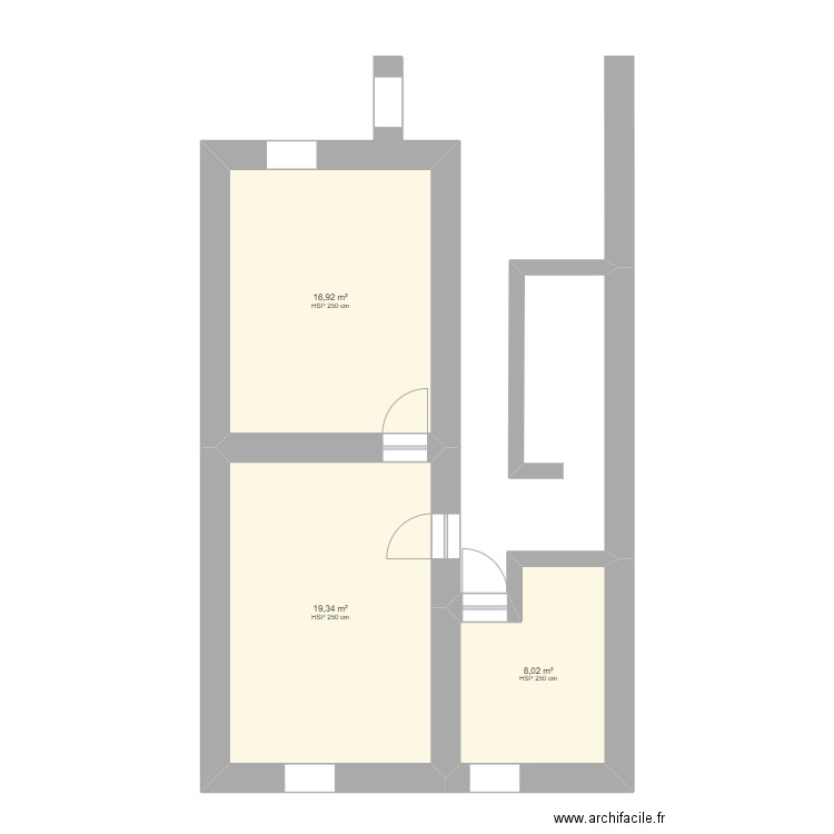 Maison6étage. Plan de 3 pièces et 44 m2