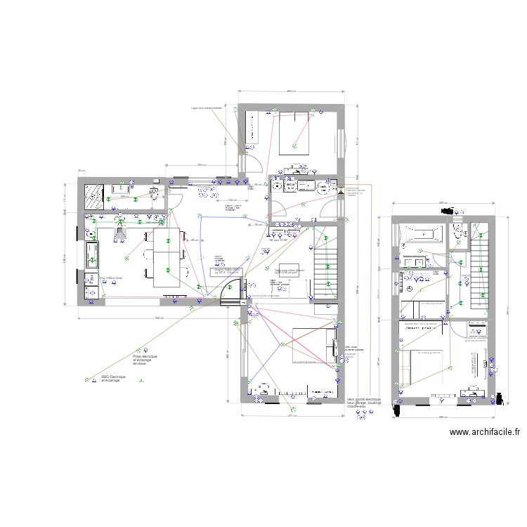 Rochefort aménagement  Electrique + internet + TV V3 - Editable. Plan de 0 pièce et 0 m2