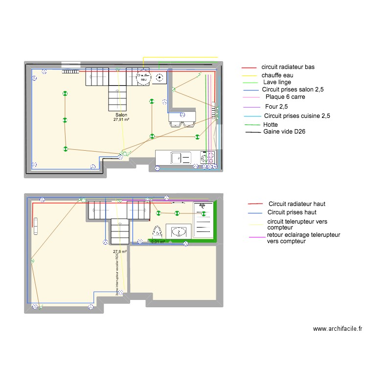 rochelle electricite. Plan de 3 pièces et 56 m2