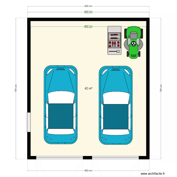 garage simple et atelier . Plan de 