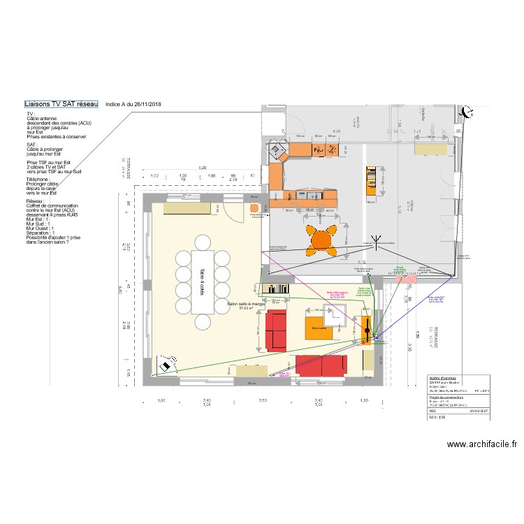 Liaisons TV SAT réseau. Plan de 0 pièce et 0 m2