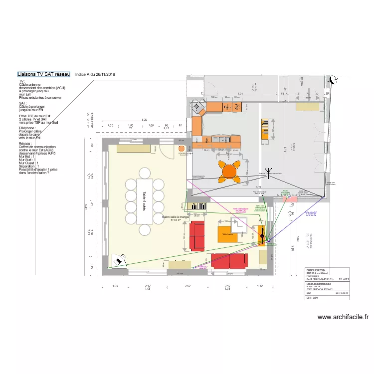 Liaisons TV SAT r&eacute;seau. Plan de 