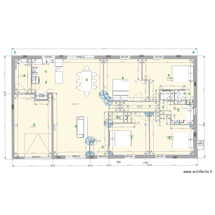 MAISON T5 FINAL avec Baignoire  et Fridge US surface corrigée. Plan de 0 pièce et 0 m2