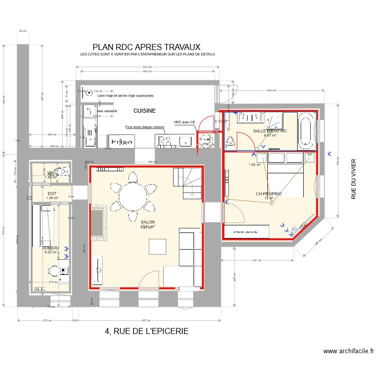 PLAN RDC APRES TX 333. Plan de 0 pièce et 0 m2