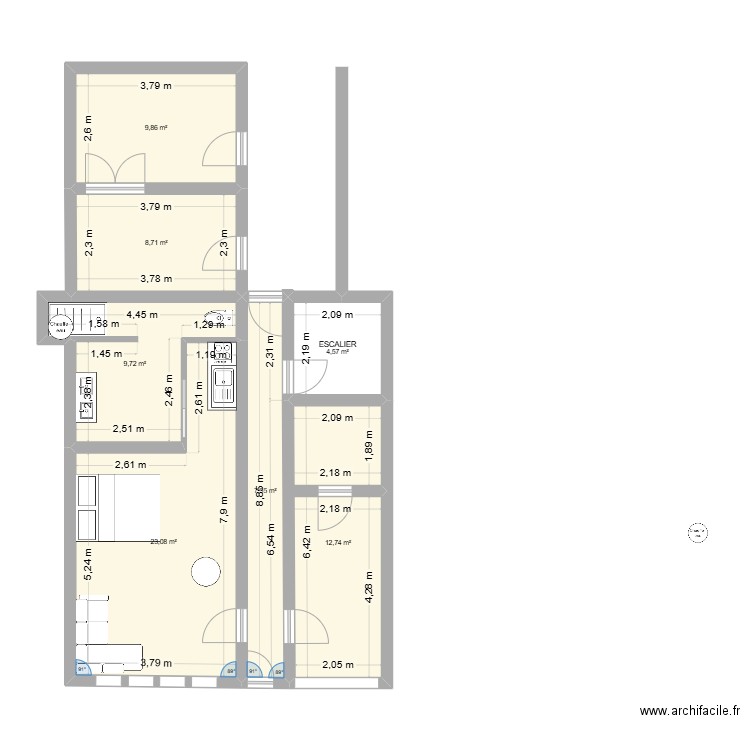 antras3. Plan de 7 pièces et 76 m2