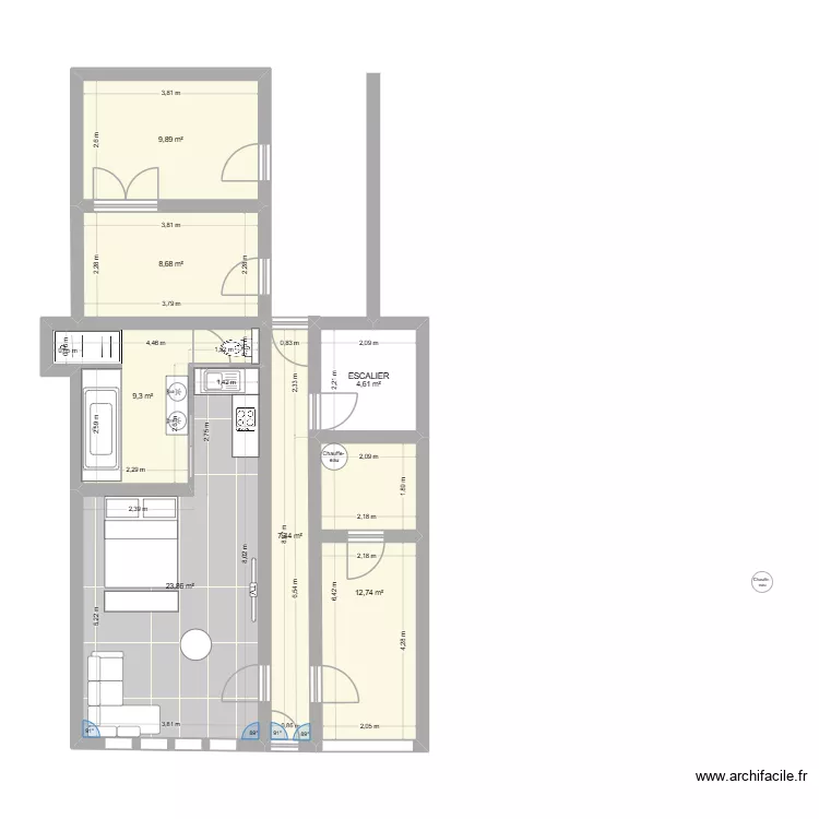 antras3. Plan de 7  et 77 m²