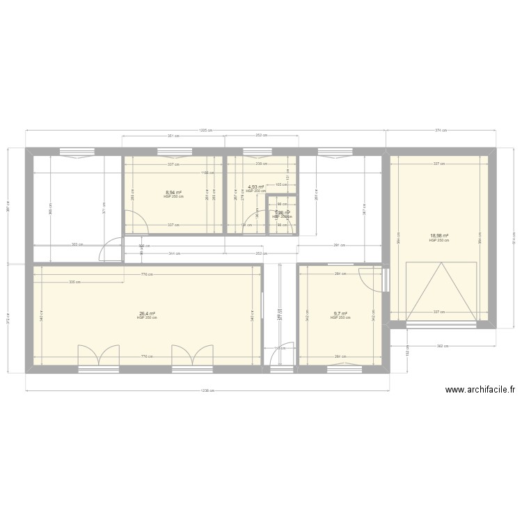 PLAN INITIAL ILES GRANDE. Plan de 6 pièces et 70 m2