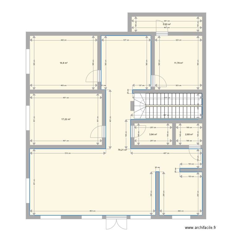 R1 existant . Plan de 7 pièces et 137 m2