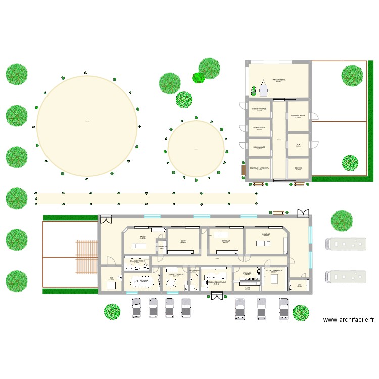 Projet1. Plan de 26 pièces et 663 m2