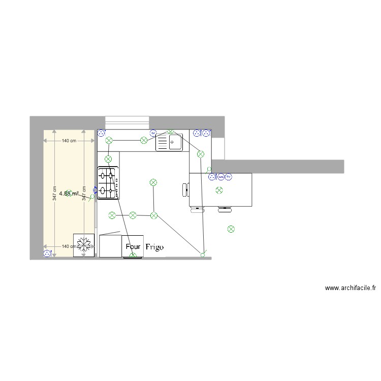 modifs cuisine elec et plomberie. Plan de 0 pièce et 0 m2