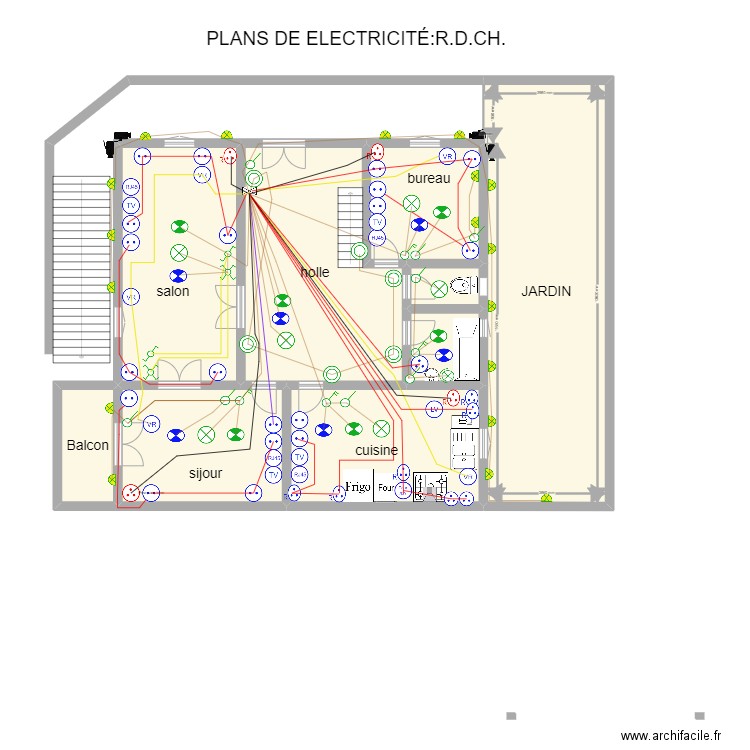 GALMA. R.D.CH.N1sss. Plan de 9 pièces et 185 m2