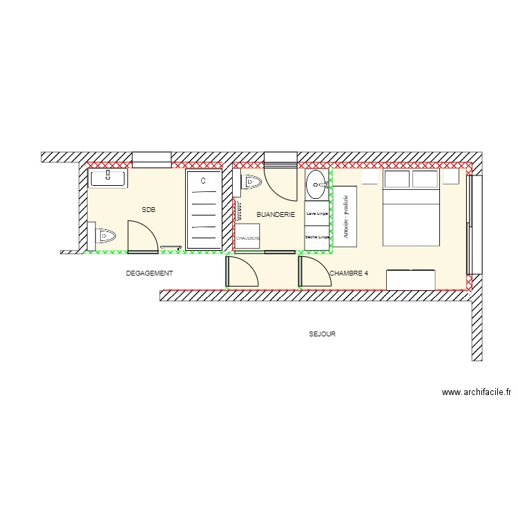 BELMONTE CHAMBRE SDB  BUANDERIE COTE FINAL 1. Plan de 6 pièces et 23 m2