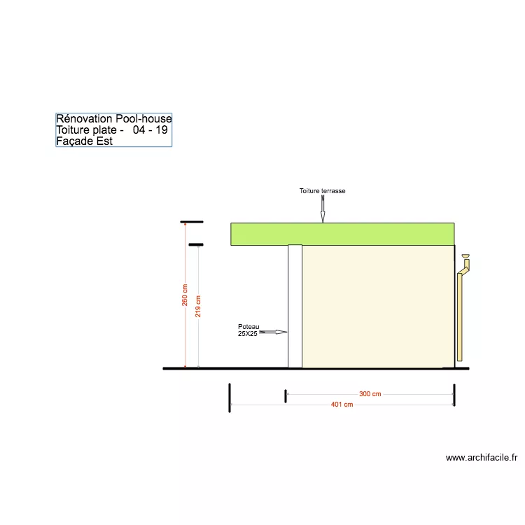 PoolHouse toiture plate. Plan de 