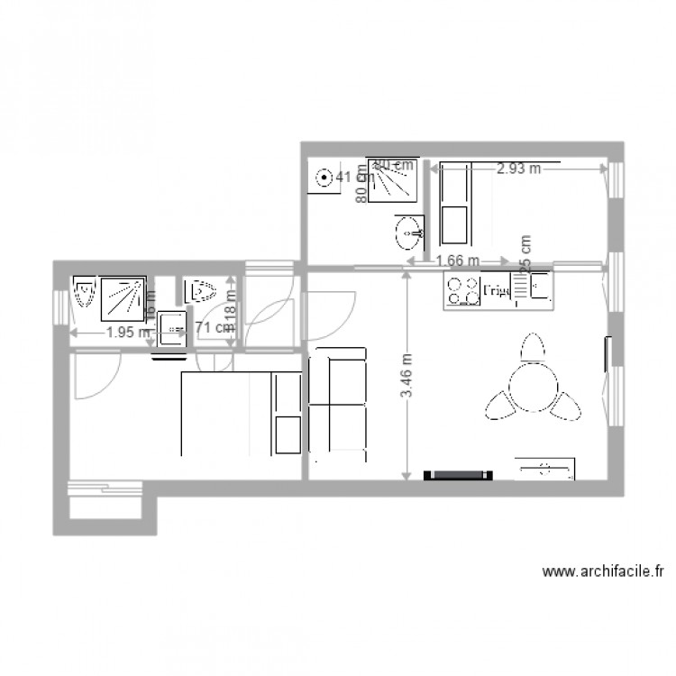 plan caire 2 chambres 2. Plan de 4 pièces et 39 m2