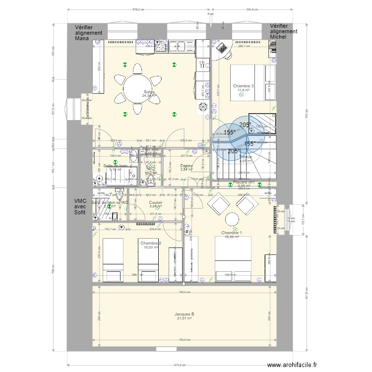 Minimesprojc1. Plan de 17 pièces et 206 m2